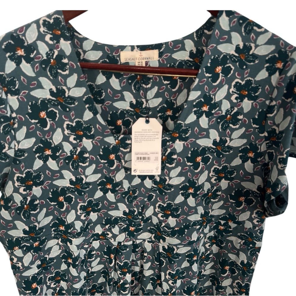 Seasalt Cornwall Seed Packet Floral Green Dress NWT US 20 - Picture 2 of 4